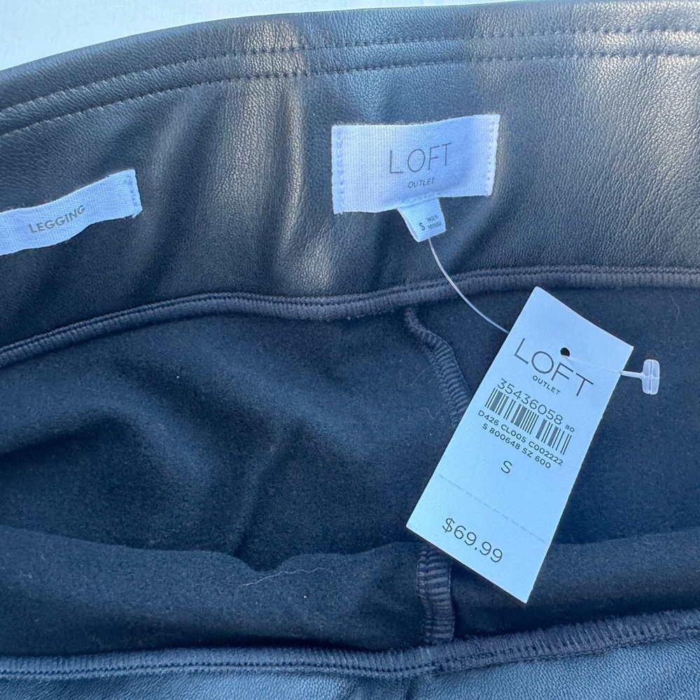 LOFT Black Faux Leather Leggings NWT - Picture 2 of 5